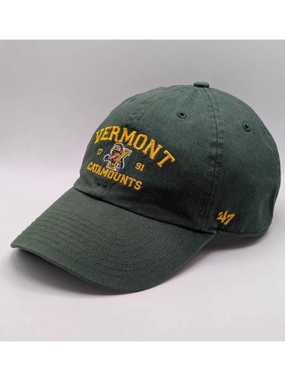 University Of Vermont UVM Catamounts Strap Back Hat Green '47 Brand Unisex NCAA